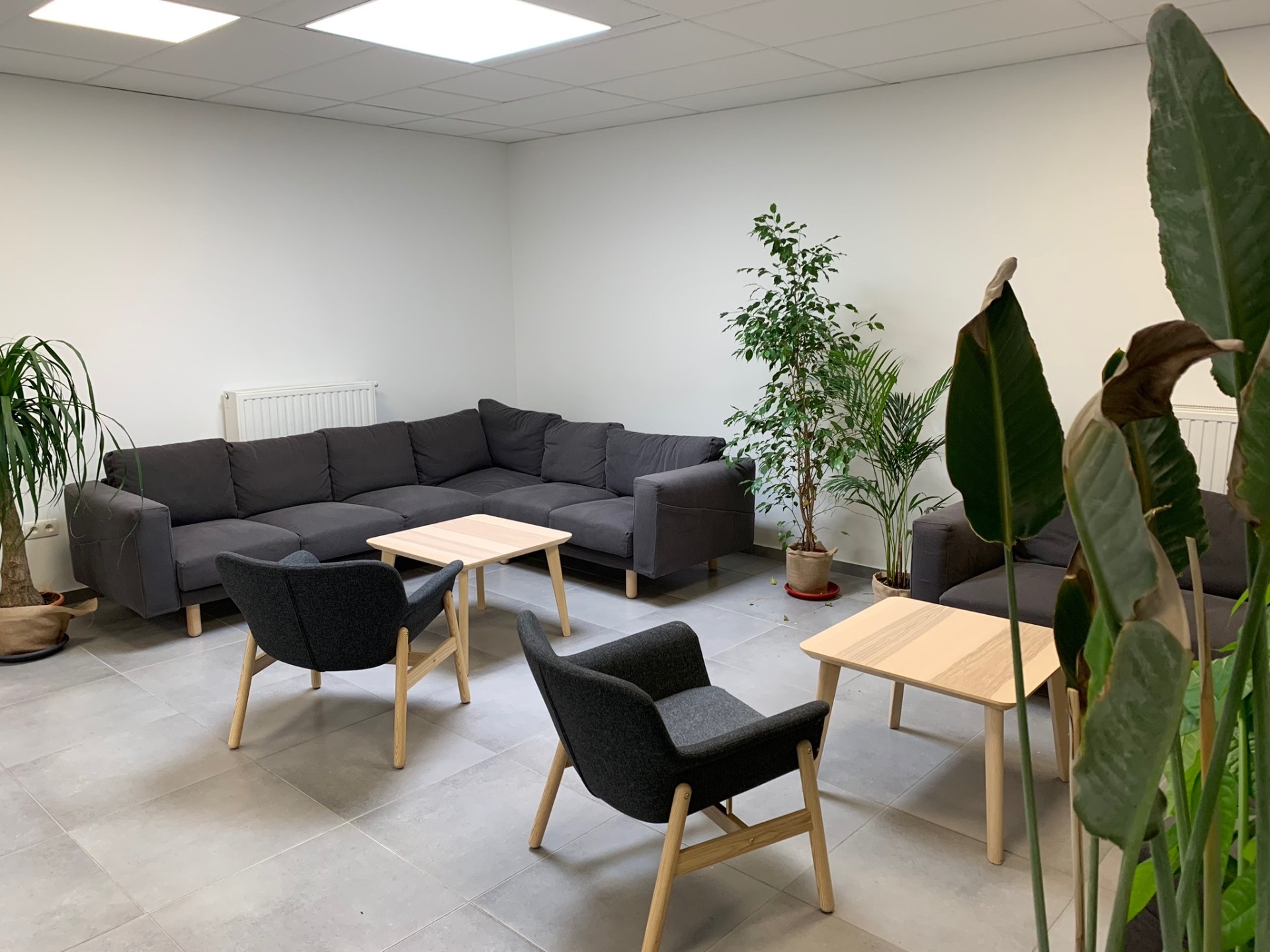 Joyeuse Entrée — salon commun avec canapés